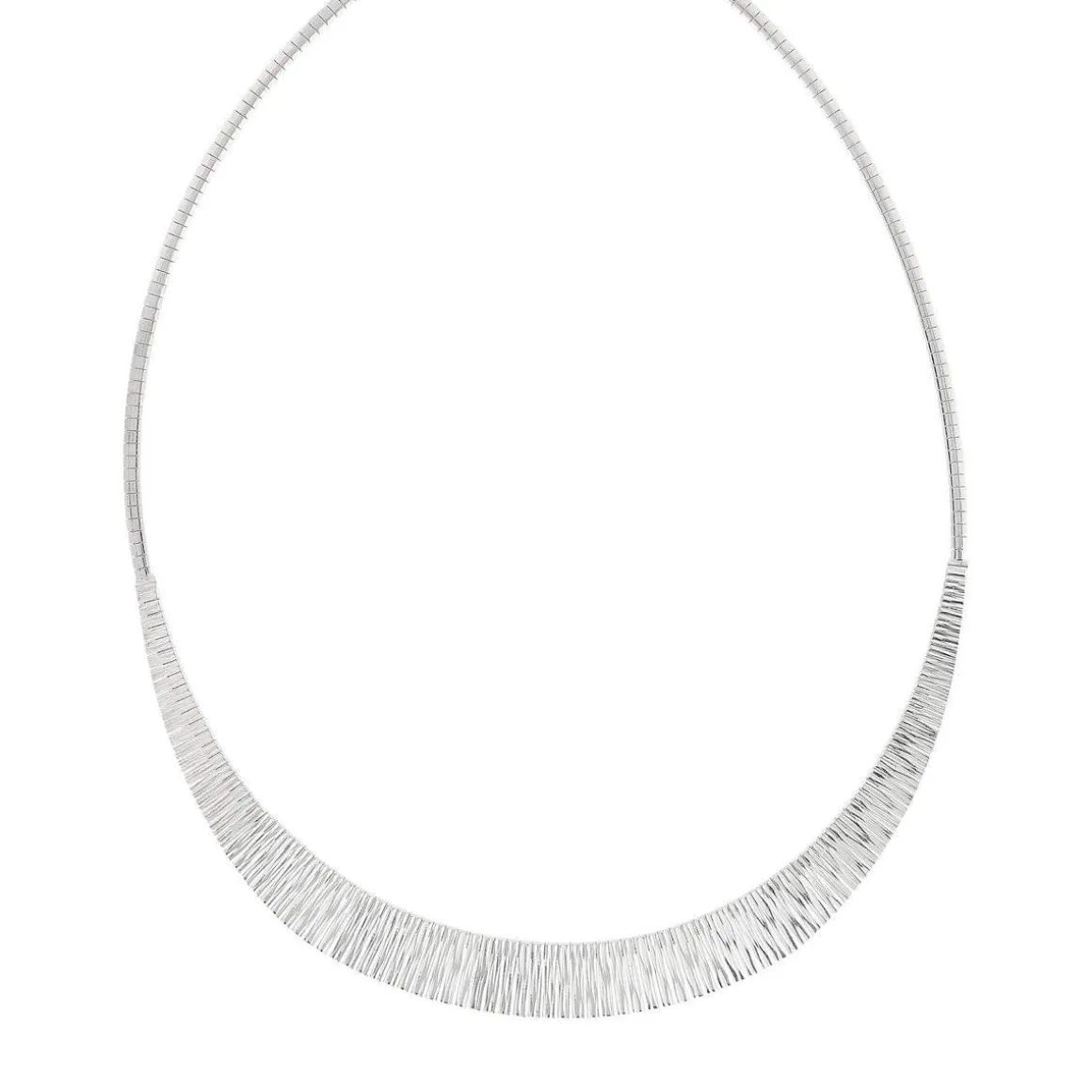 Collier maille plate argent 925 style Cléopâtre diamanté 44 cm