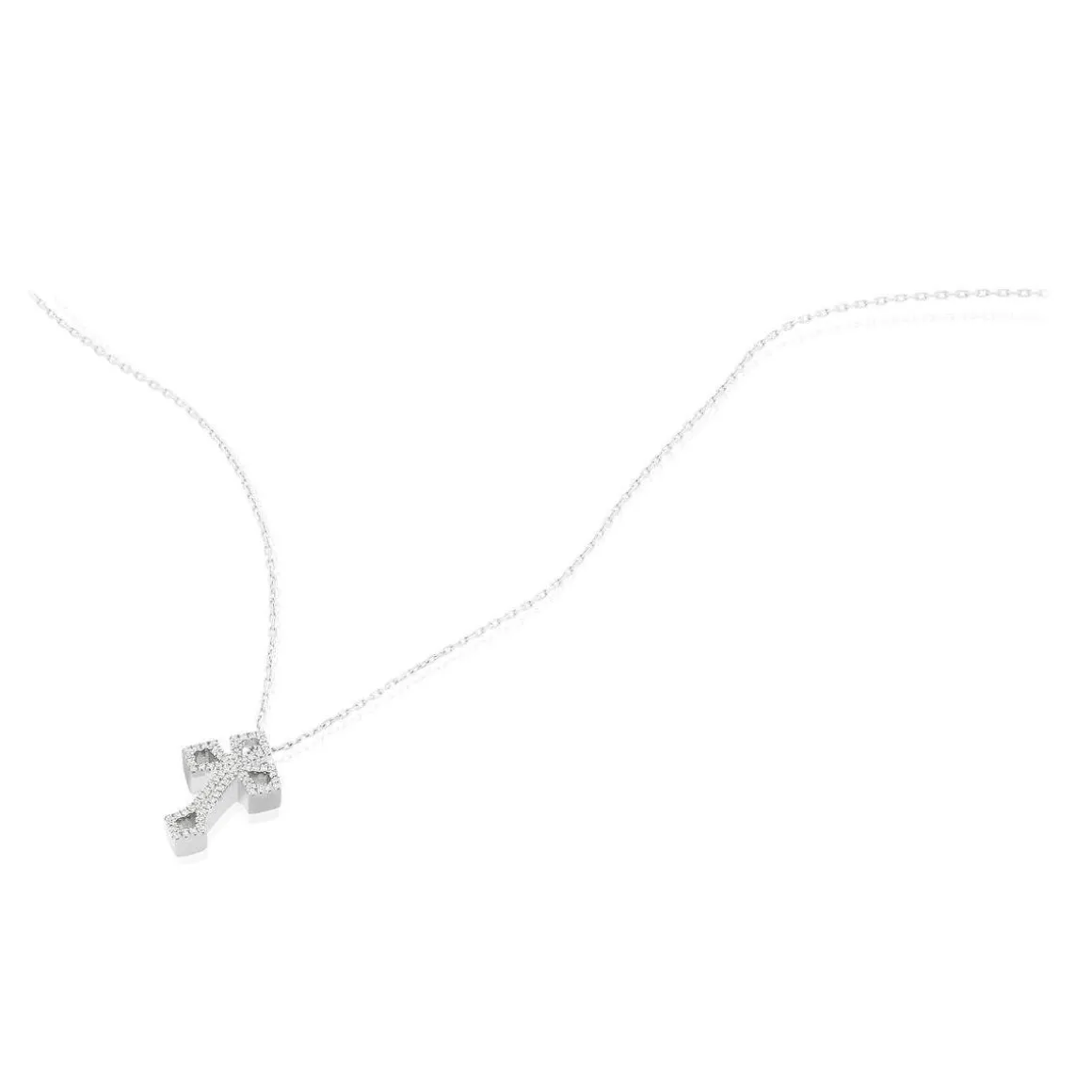 Collier MATY Or 375 blanc Diamants 42 cm