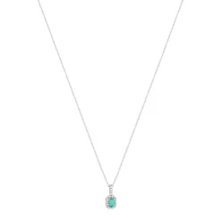Collier MATY Or 750 blanc Emeraude 0.4 ct et Diamants 0.17 ct