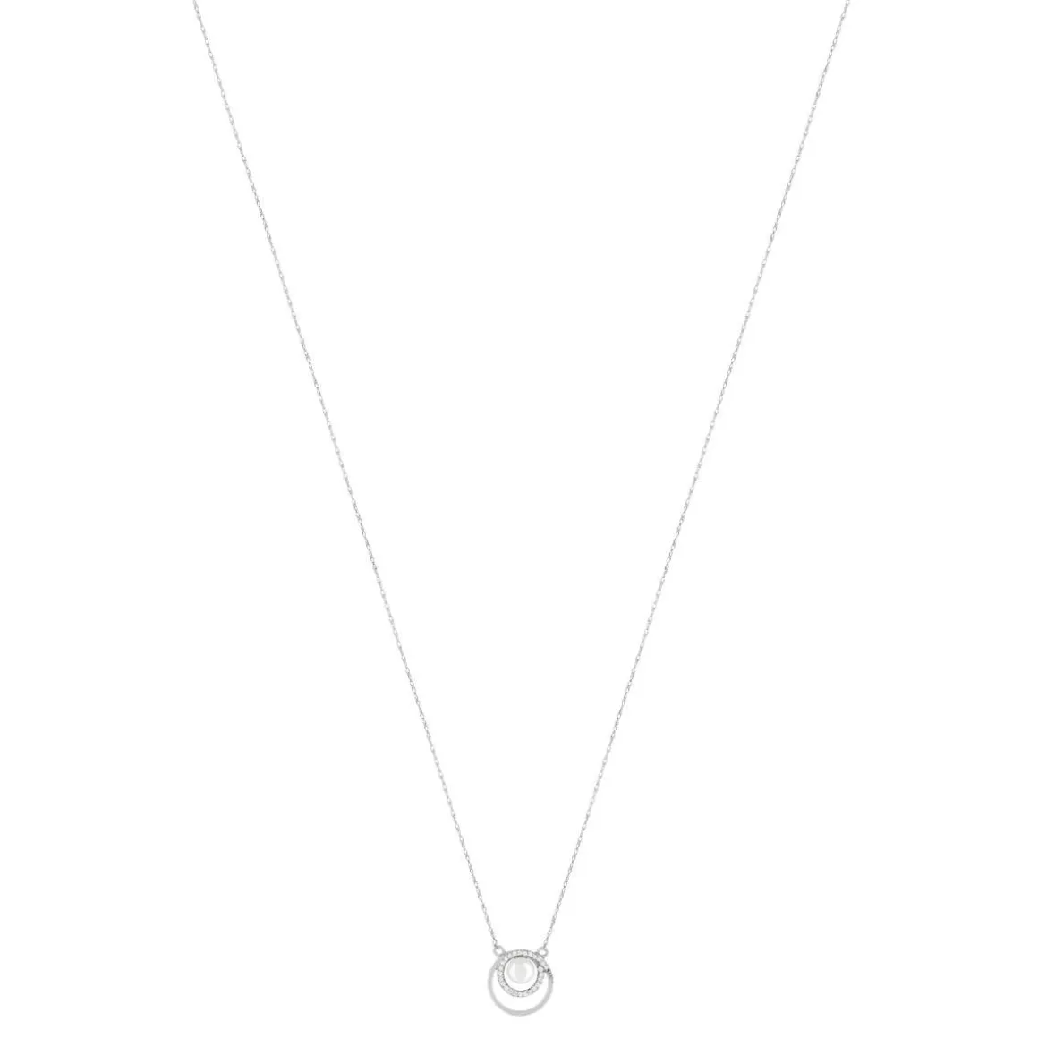 Collier or banc 375, perle de culture de Chine, diamants. Longueur 45 cm.