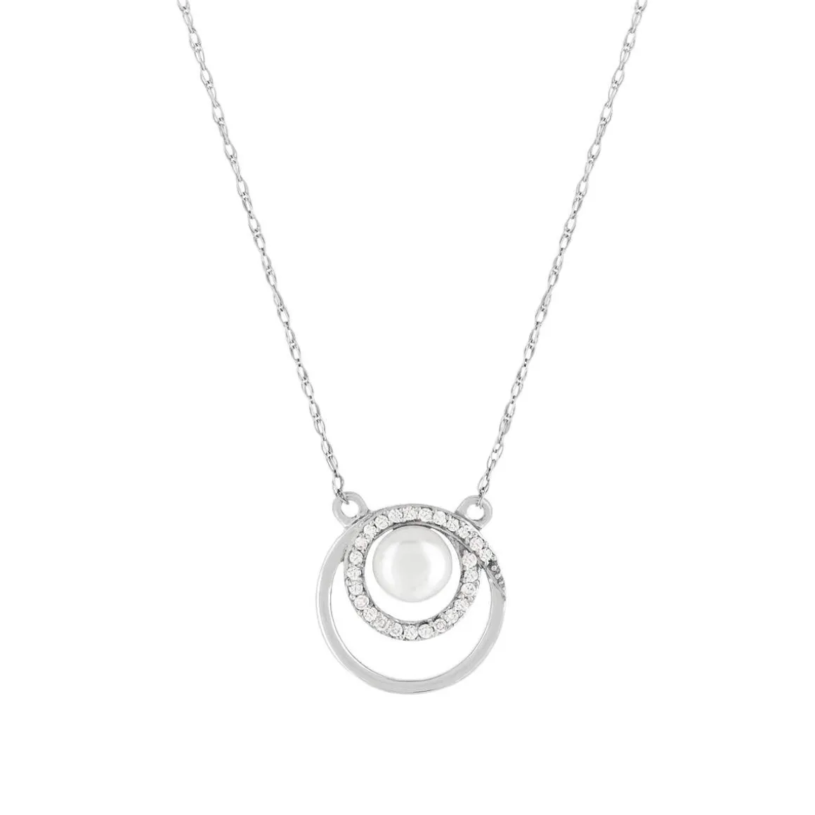 Collier or banc 375, perle de culture de Chine, diamants. Longueur 45 cm.