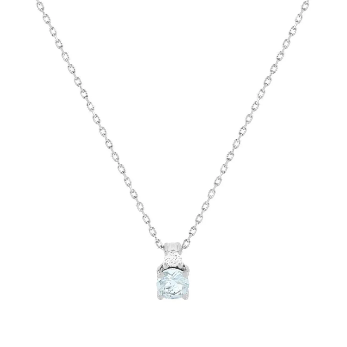 Collier or 375 blanc aigue-marine zirconia, 45 cm