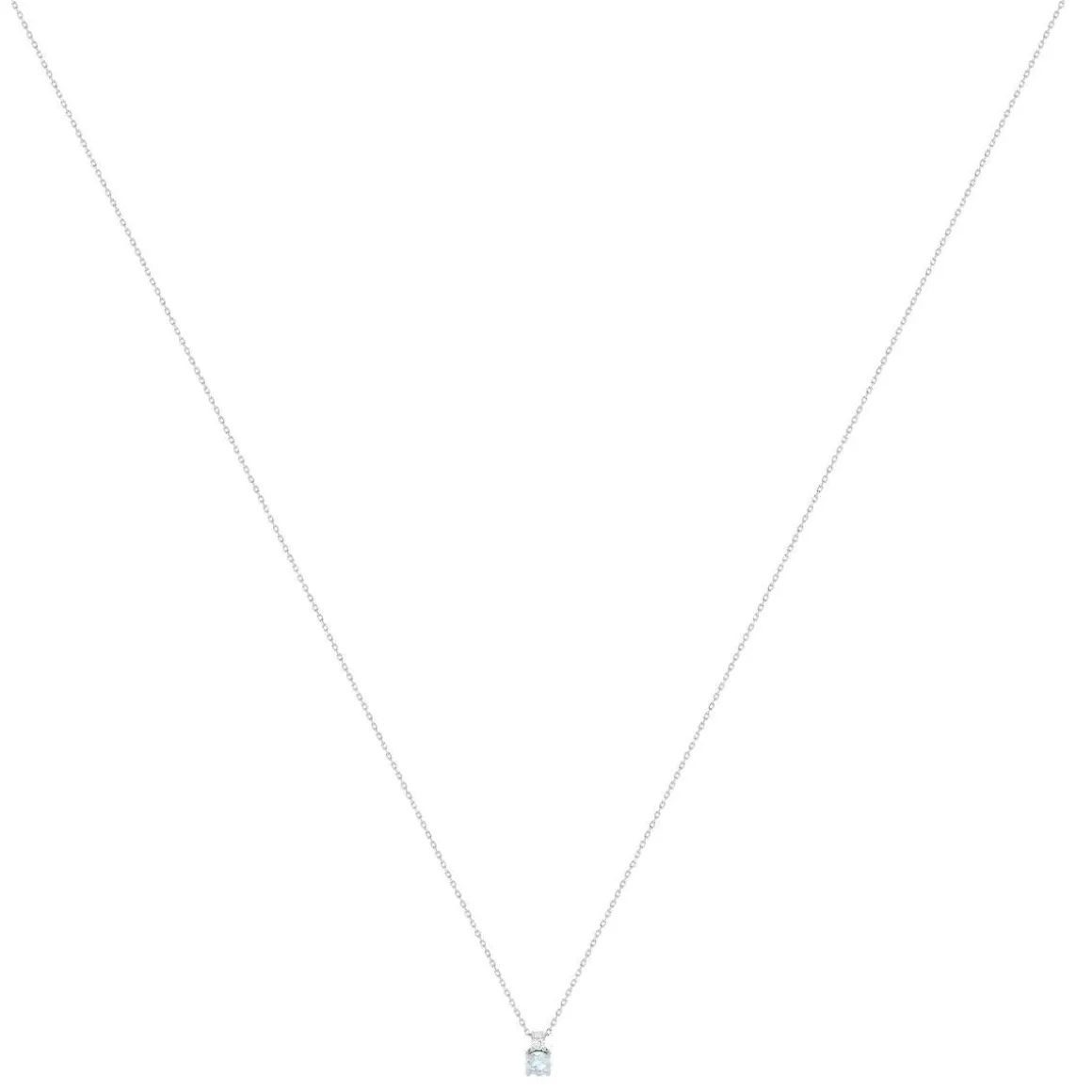 Collier or 375 blanc aigue-marine zirconia, 45 cm
