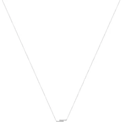 Collier or 375 blanc blanc diamants 45cm anneau de raccourcissement 42cm