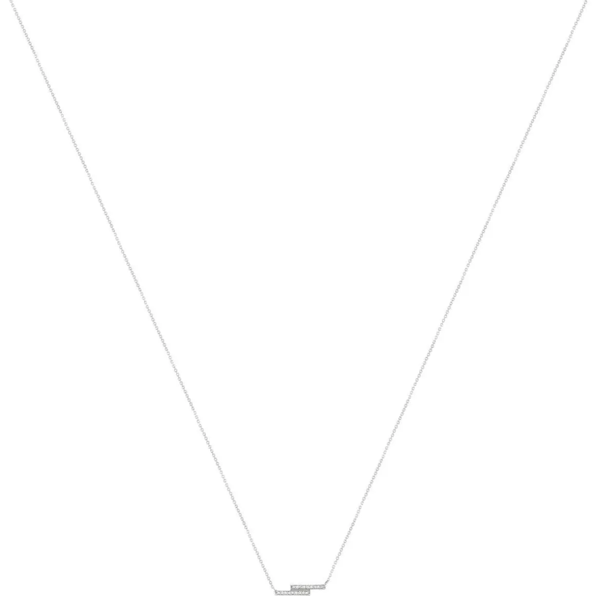 Collier or 375 blanc blanc diamants 45cm anneau de raccourcissement 42cm
