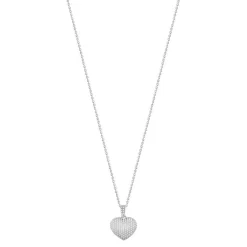 Collier or 750 blanc coeur diamants 45 cm