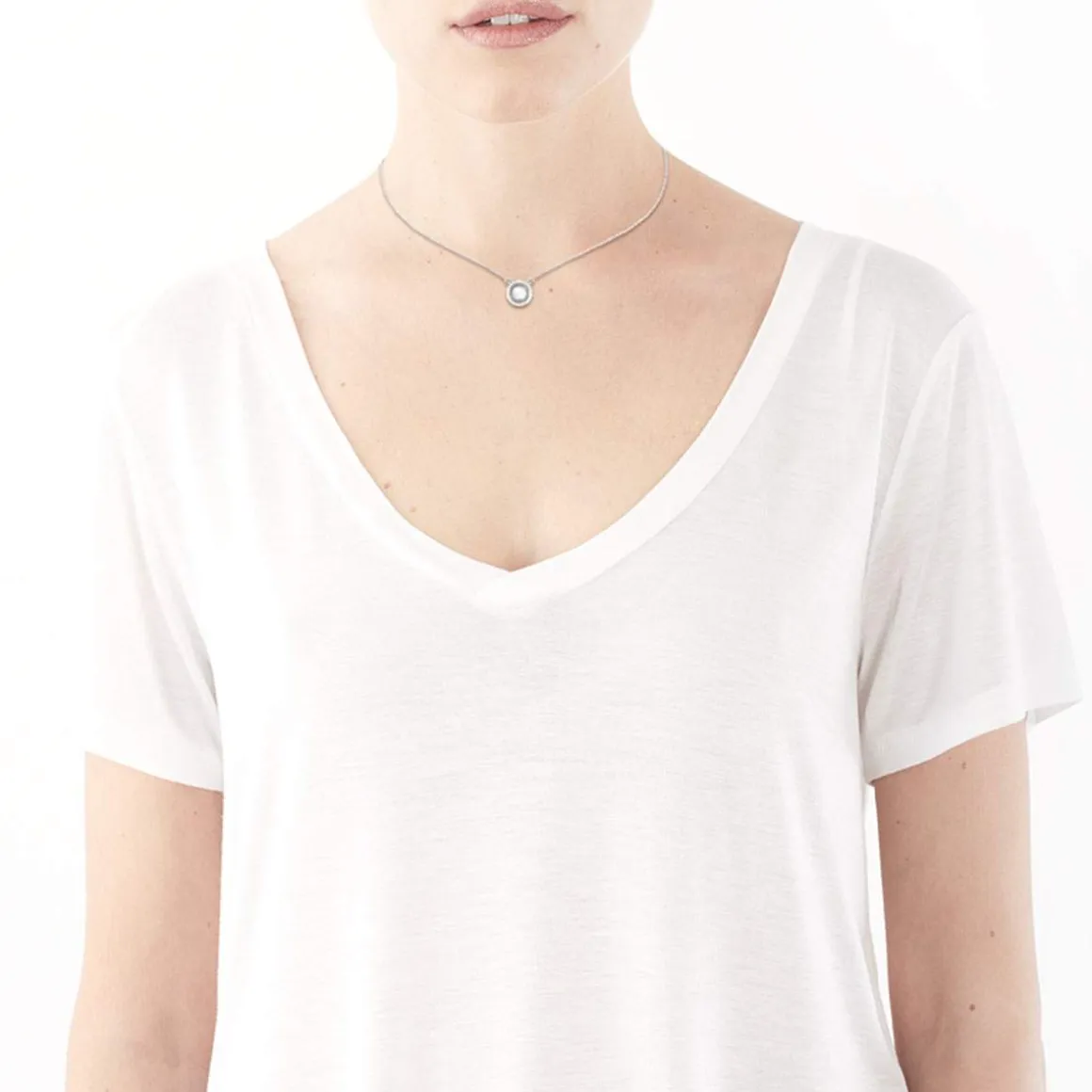 Collier or 375 blanc diamant