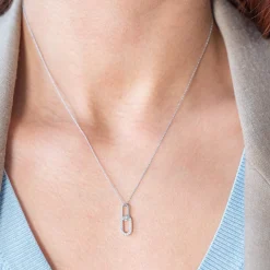 Collier or 375 blanc diamants