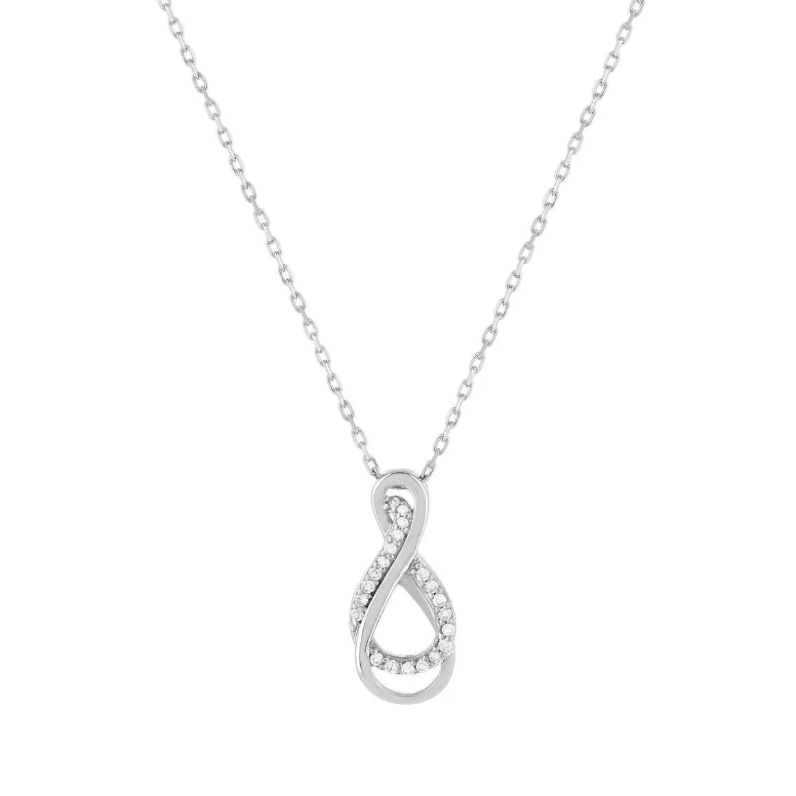 Collier or 375 blanc diamants, 45 cm