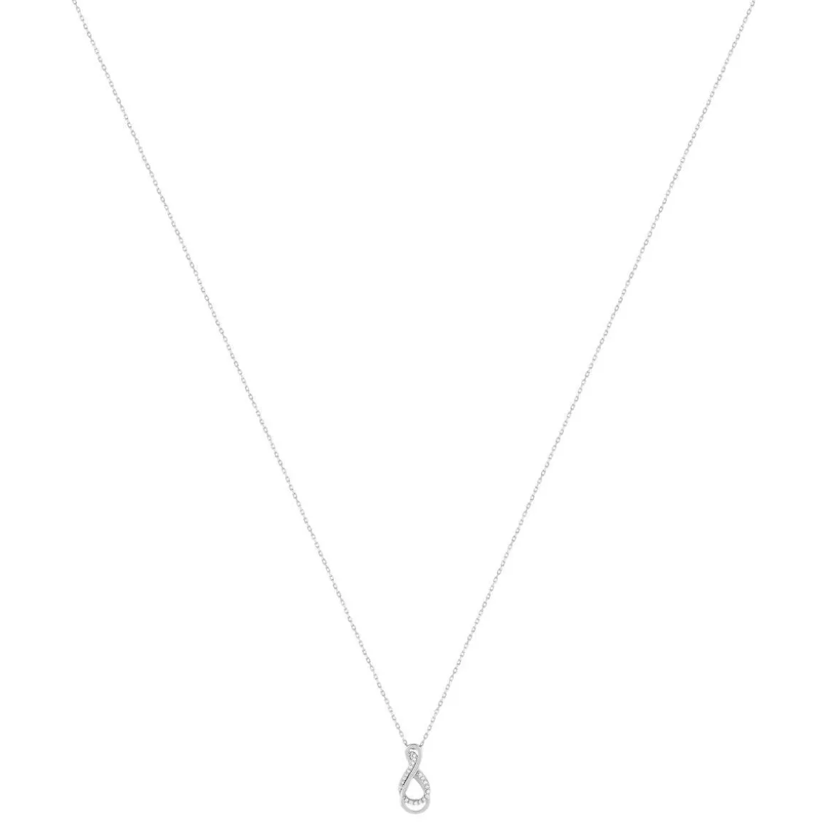 Collier or 375 blanc diamants, 45 cm