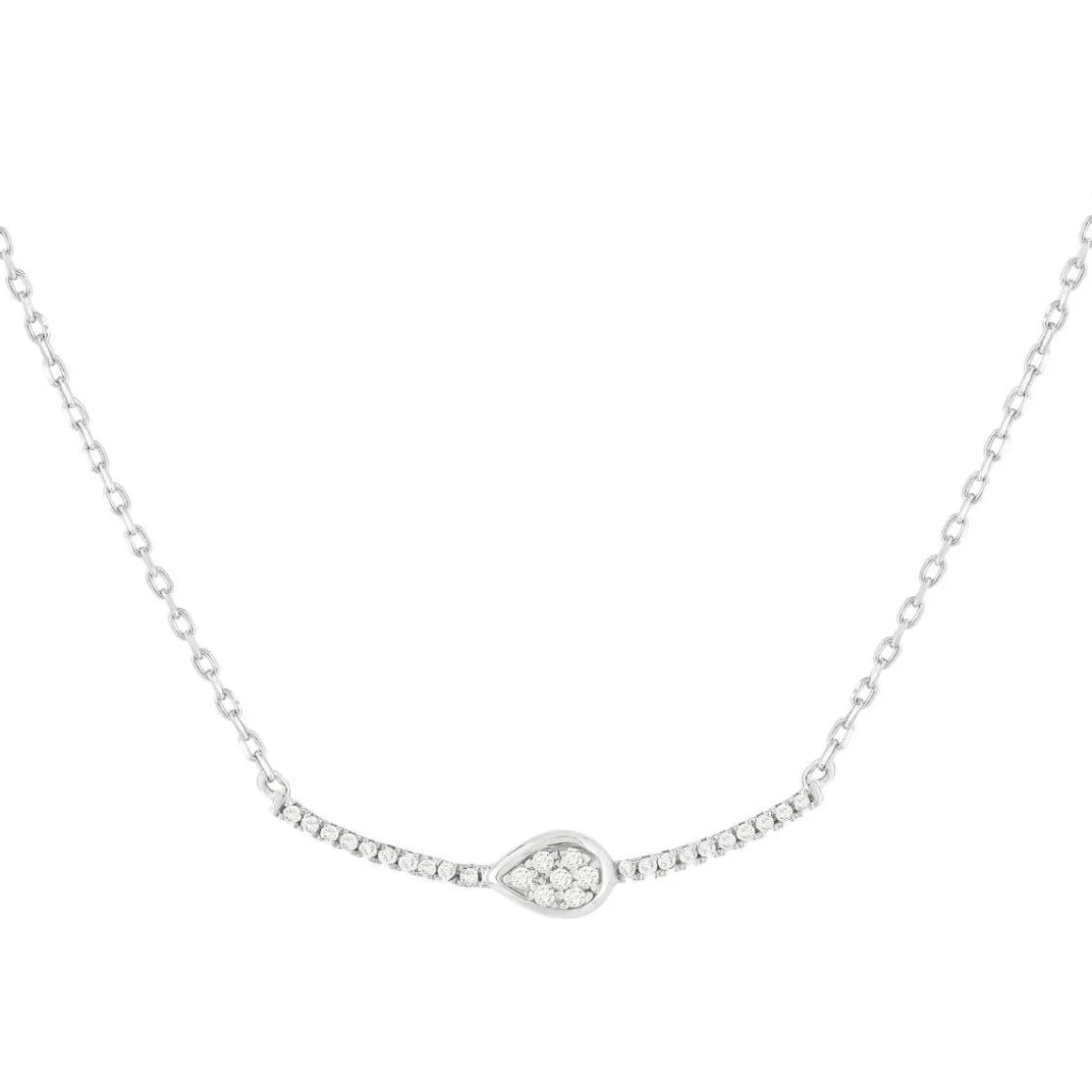 Collier or blanc 375 diamants 42 cm