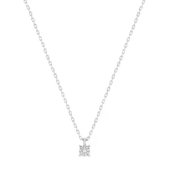 Collier or 375 blanc diamants, 45 cm