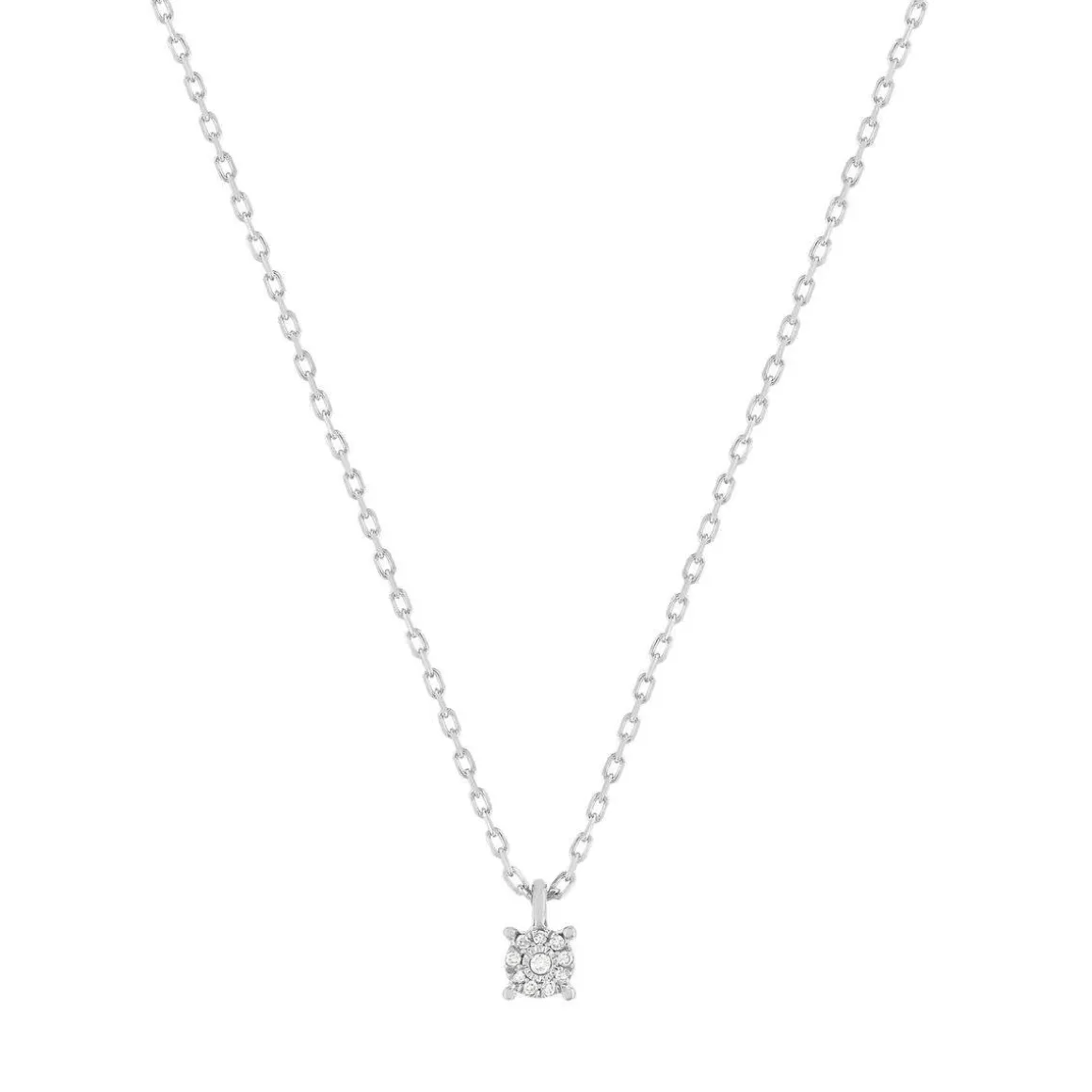 Collier or 375 blanc diamants, 45 cm