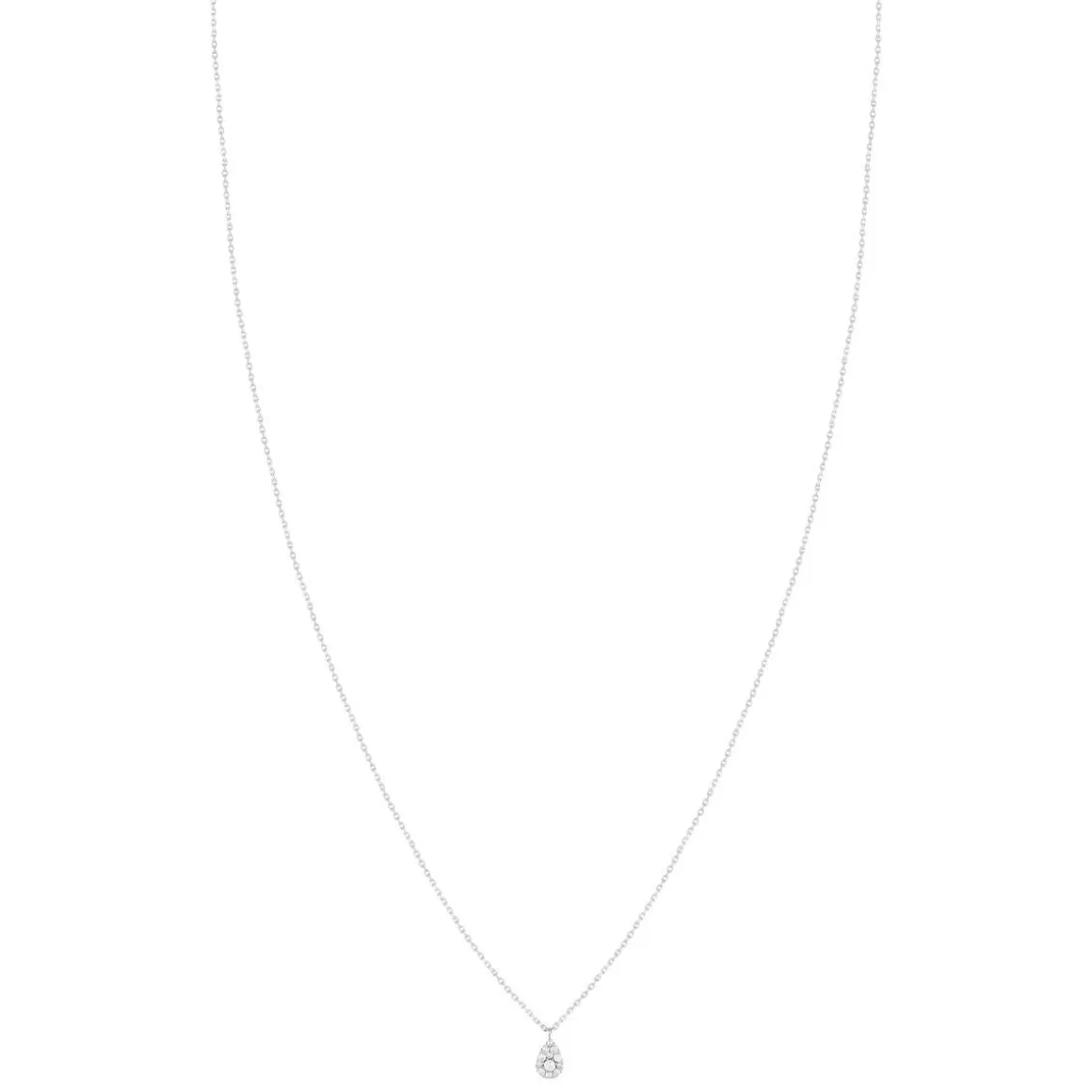 Collier or blanc 750 diamants 0.10 ct 42 cm