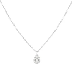 Collier or blanc 750 diamants 0.10 ct 42 cm