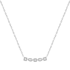 Collier or 375 blanc diamants, motif étoile 45 cm