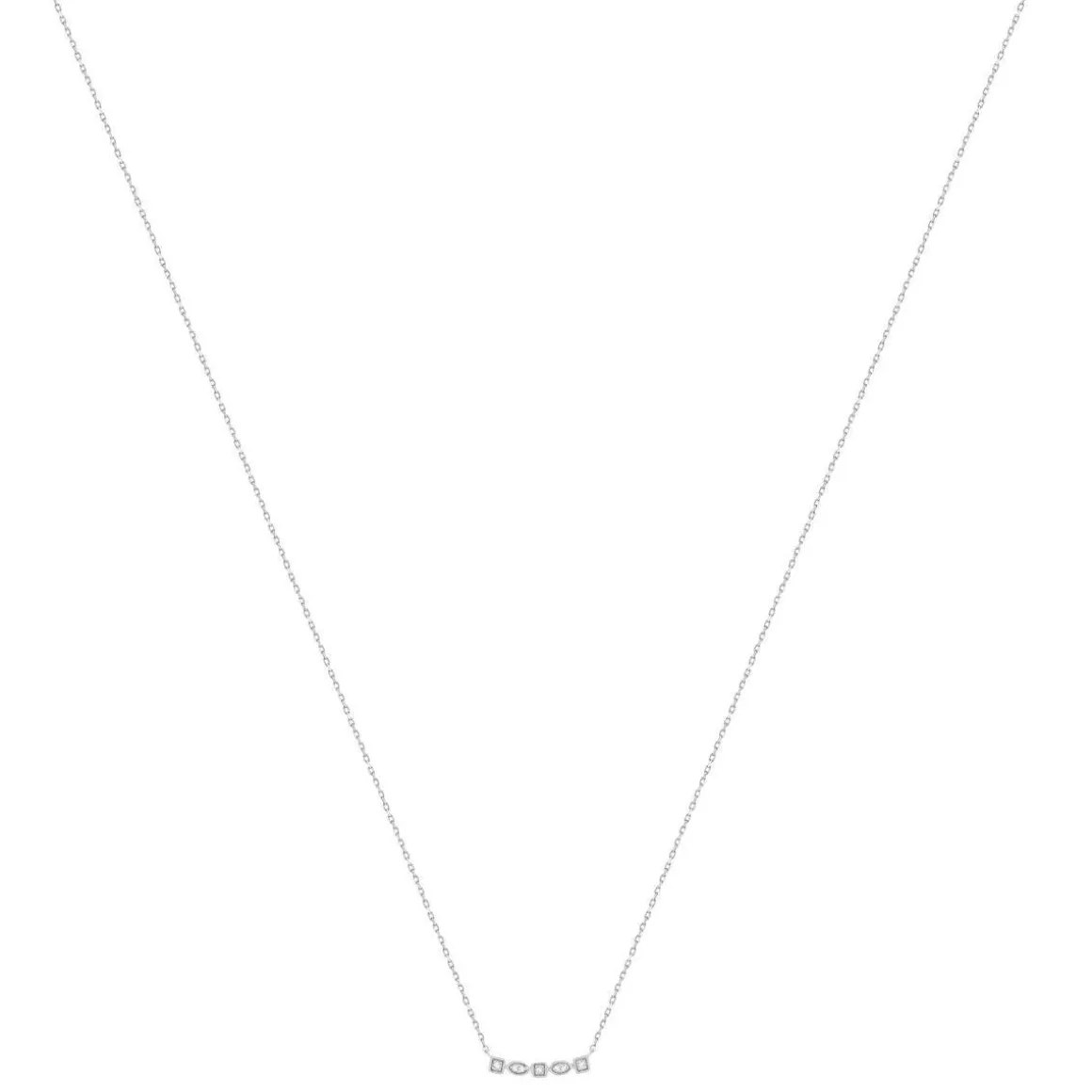 Collier or 375 blanc diamants, motif étoile 45 cm