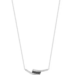 Collier or 750 blanc diamants noirs traités 0.1 ct et diamants blancs 0.1 ct 42 cm