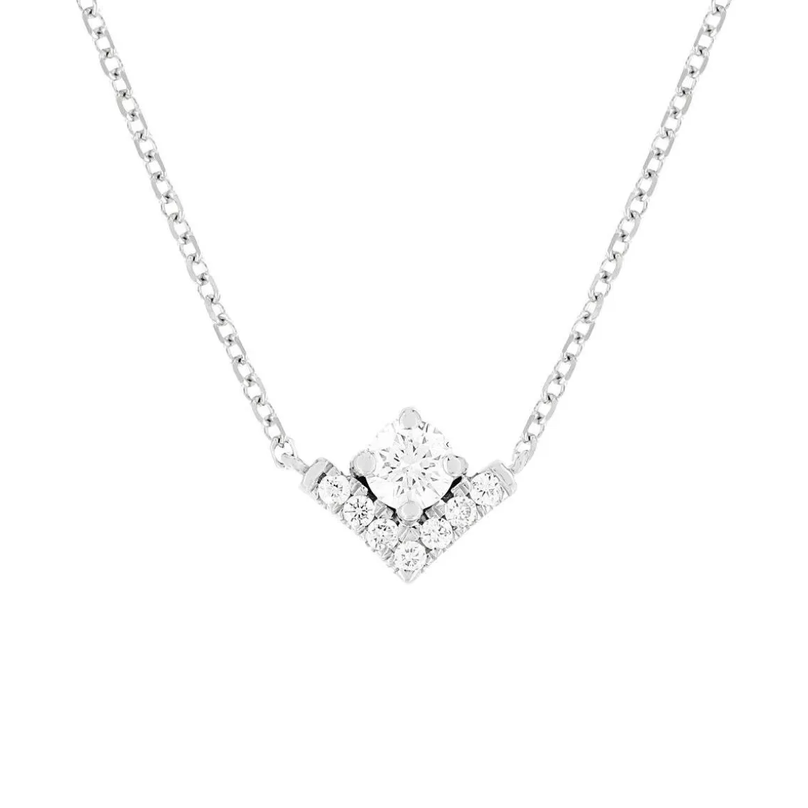 Collier or blanc 750 diamants synthétiques 0.20 carat