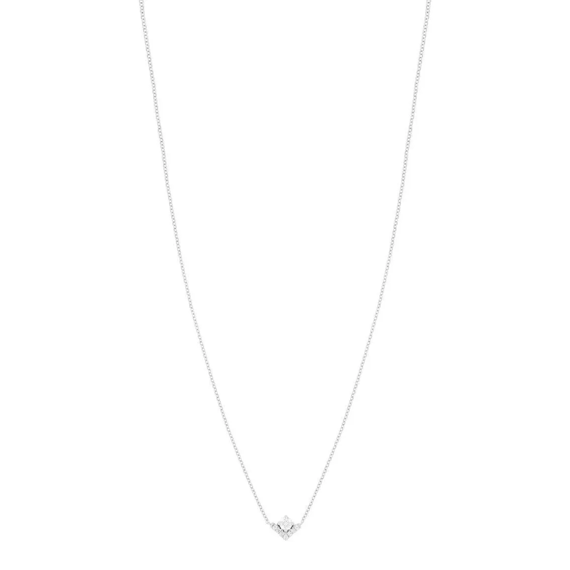 Collier or blanc 750 diamants synthétiques 0.20 carat