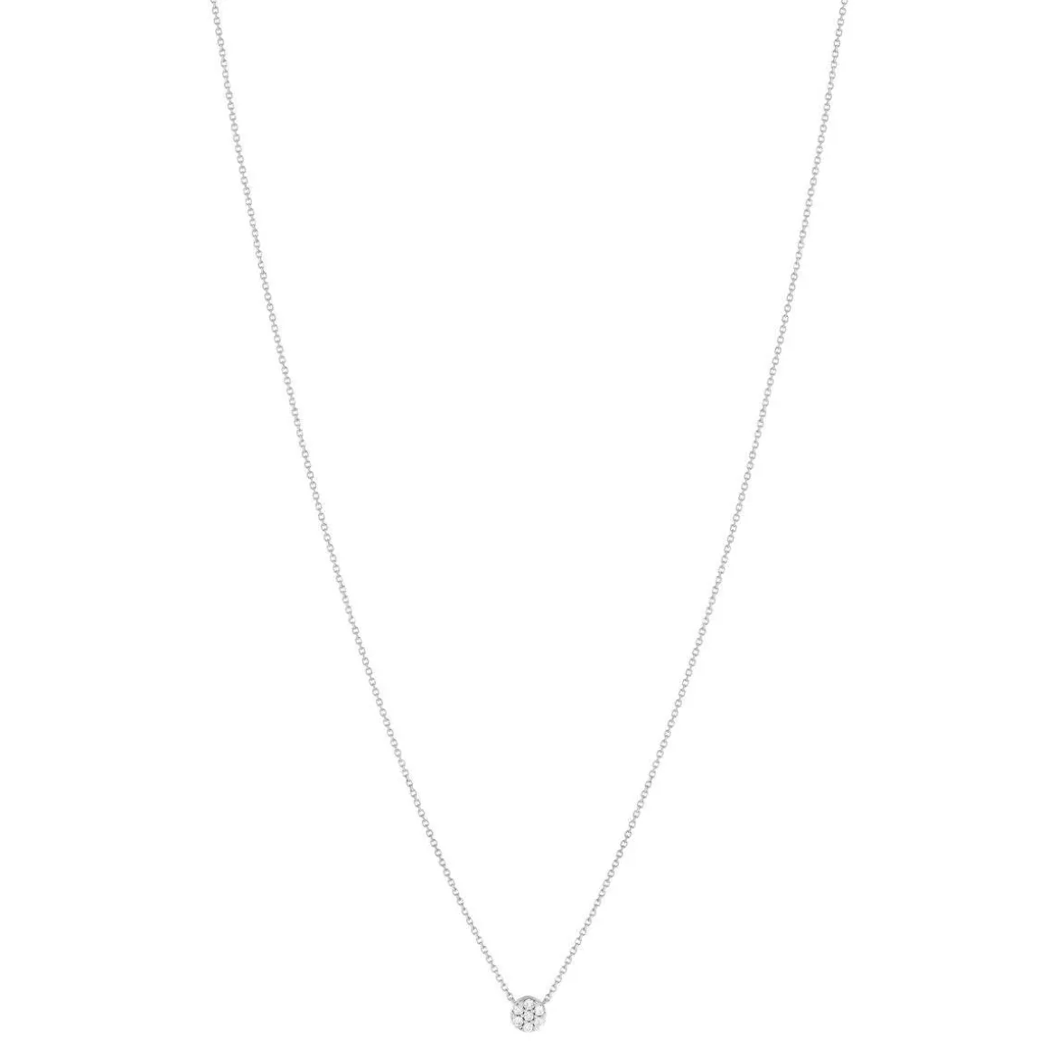 Collier or blanc 750, diamants total 15/100e de carat. Longueur 42 cm.