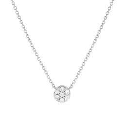 Collier or blanc 750, diamants total 15/100e de carat. Longueur 42 cm.