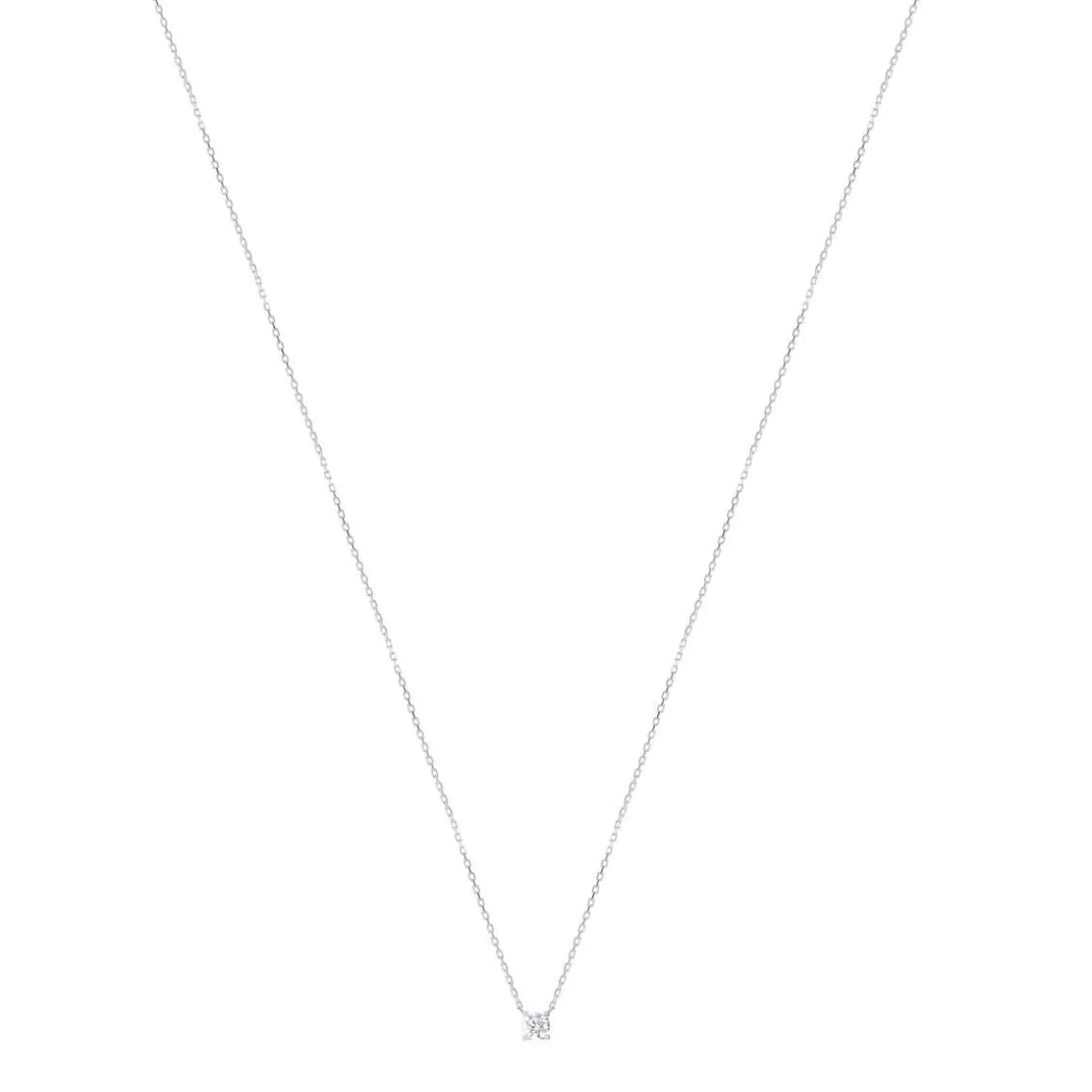 Collier or blanc 750 diamant synthétique 42 cm 0.25 carat