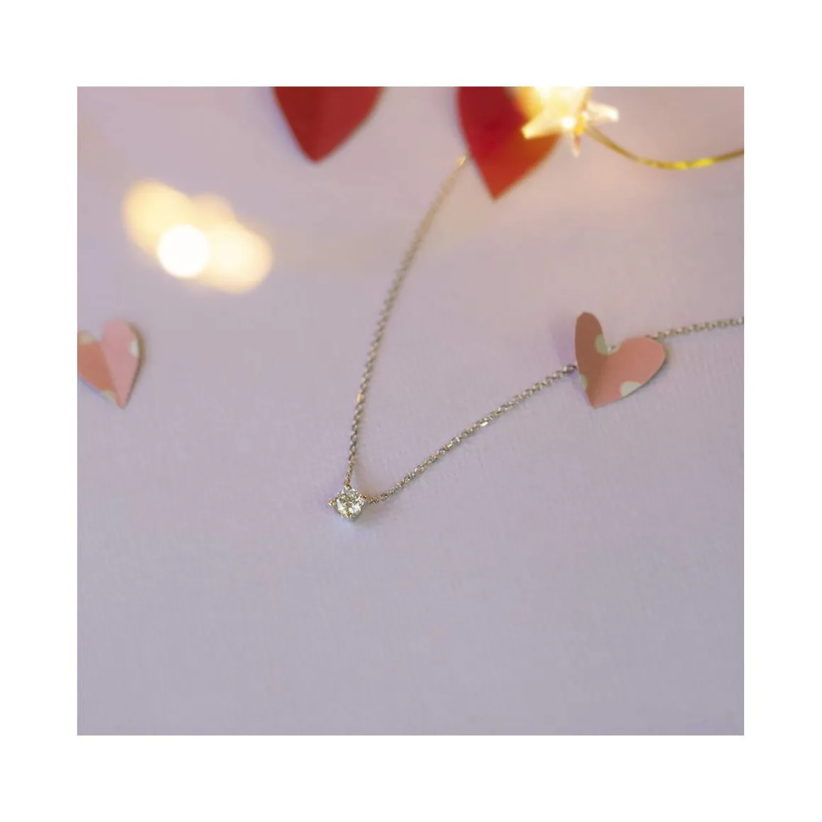 Collier or blanc 750 diamant synthétique 42 cm 0.25 carat