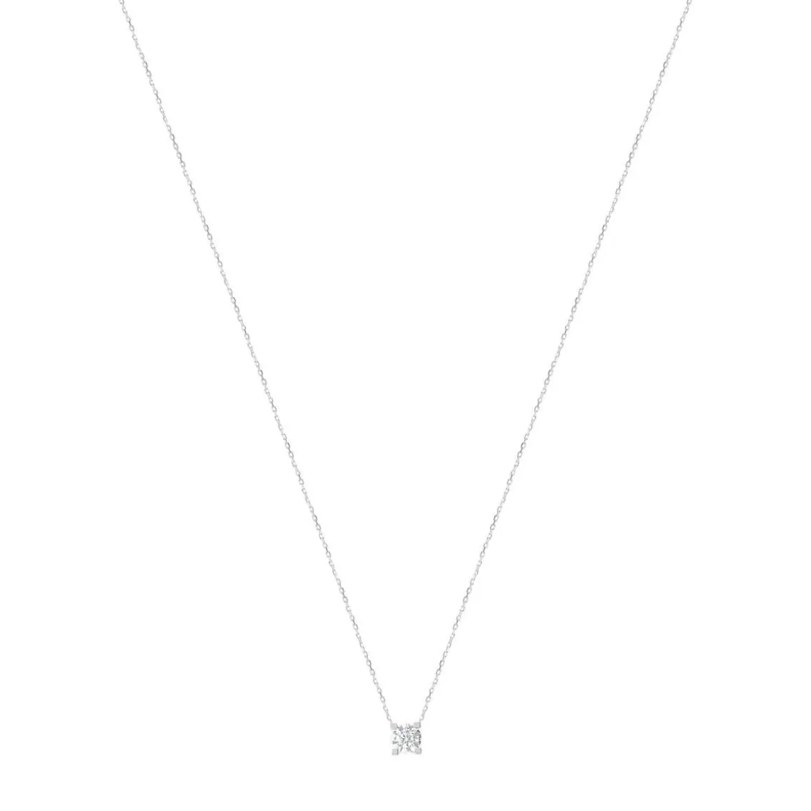 Collier or 750 blanc diamant synthétique 0,50 carat 42 cm