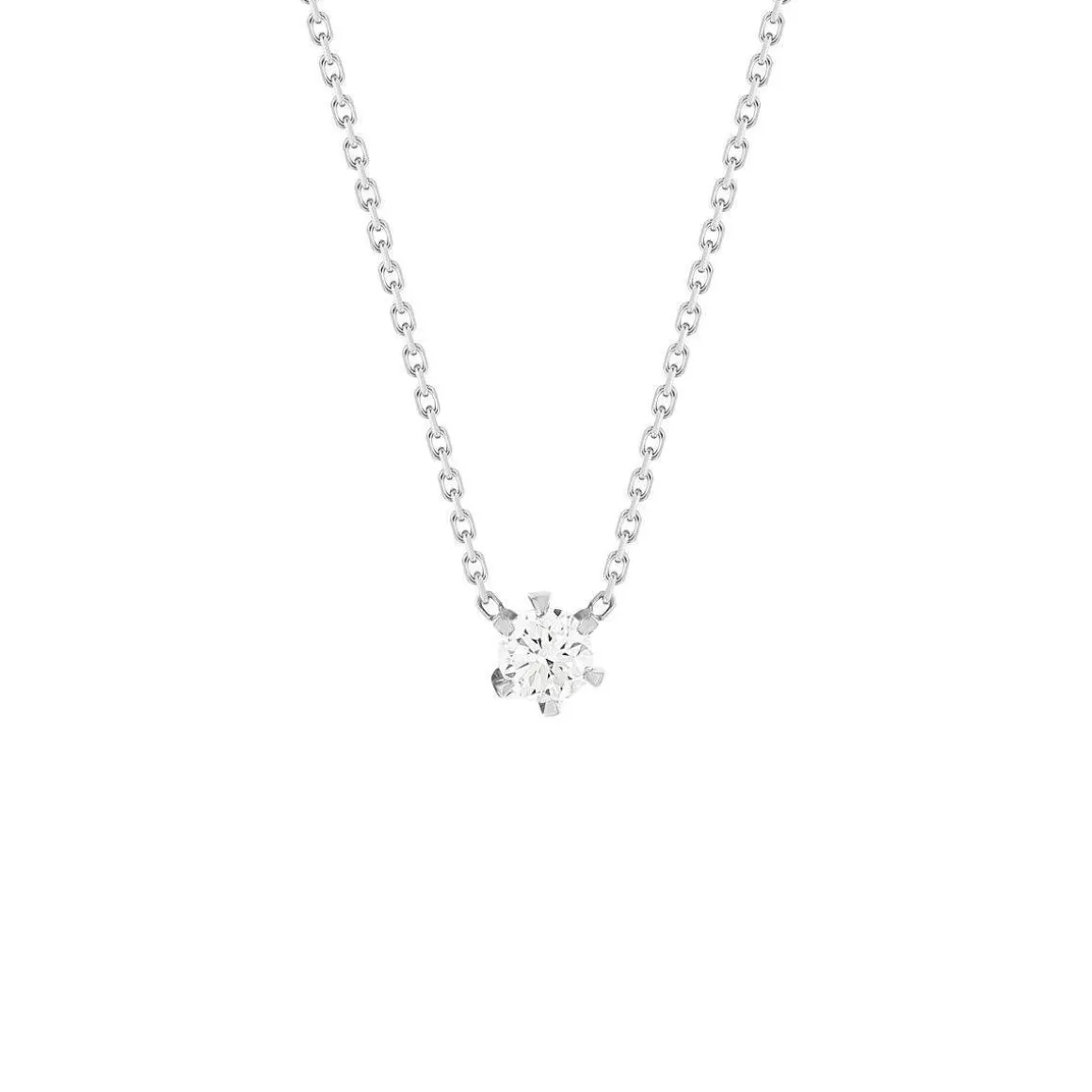 Collier or blanc diamant synthétique 42 cm 0.25 carat