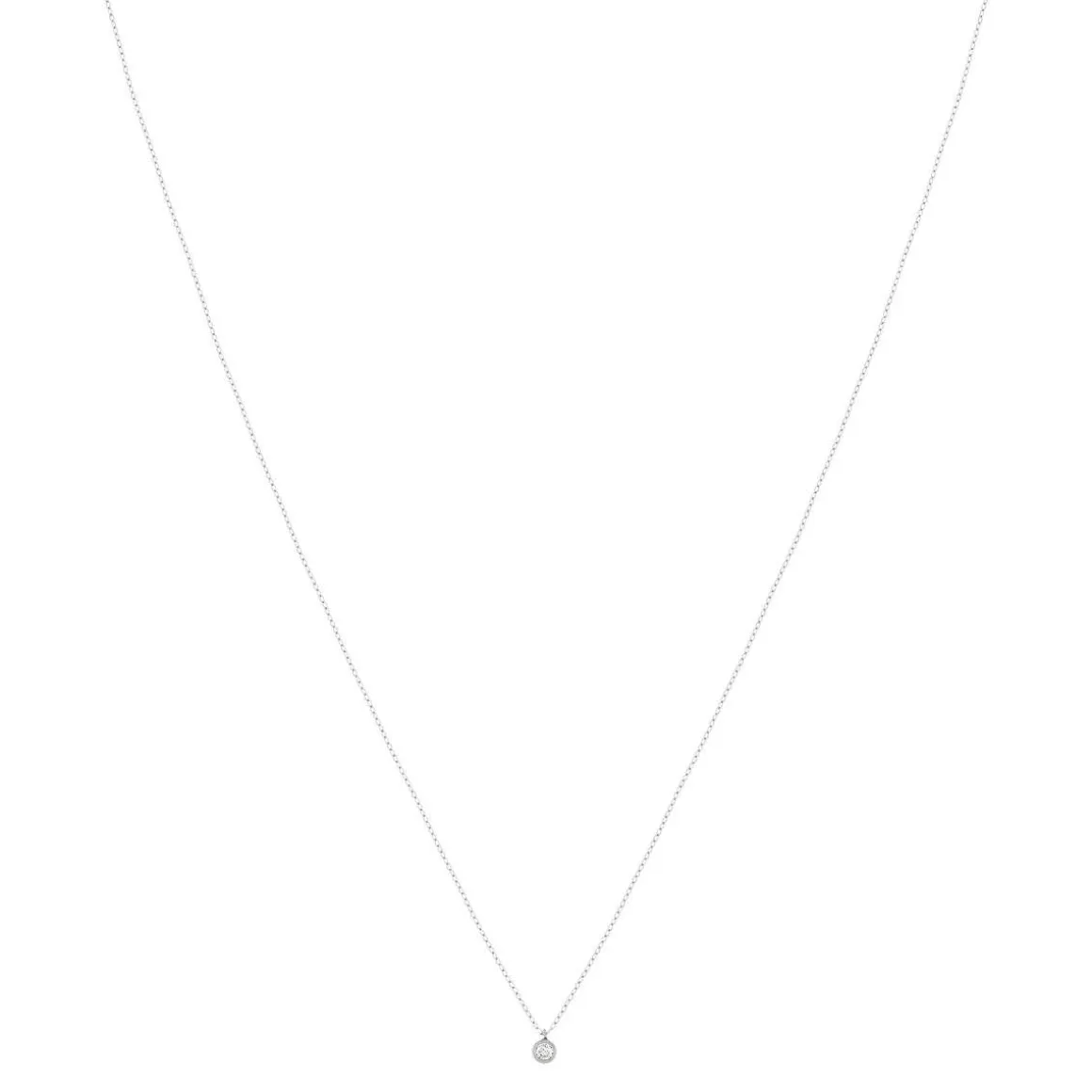 Collier or 750 blanc diamant taille brillant 0.10 ct 42 cm
