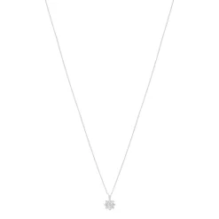 Collier or 750 blanc fleur diamants synthétiques 0,25 carat 42 cm