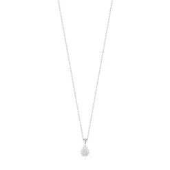 Collier or 375 blanc goutte diamants 42 cm