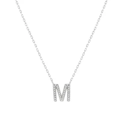 Collier or 375 blanc initiale diamants 42 cm