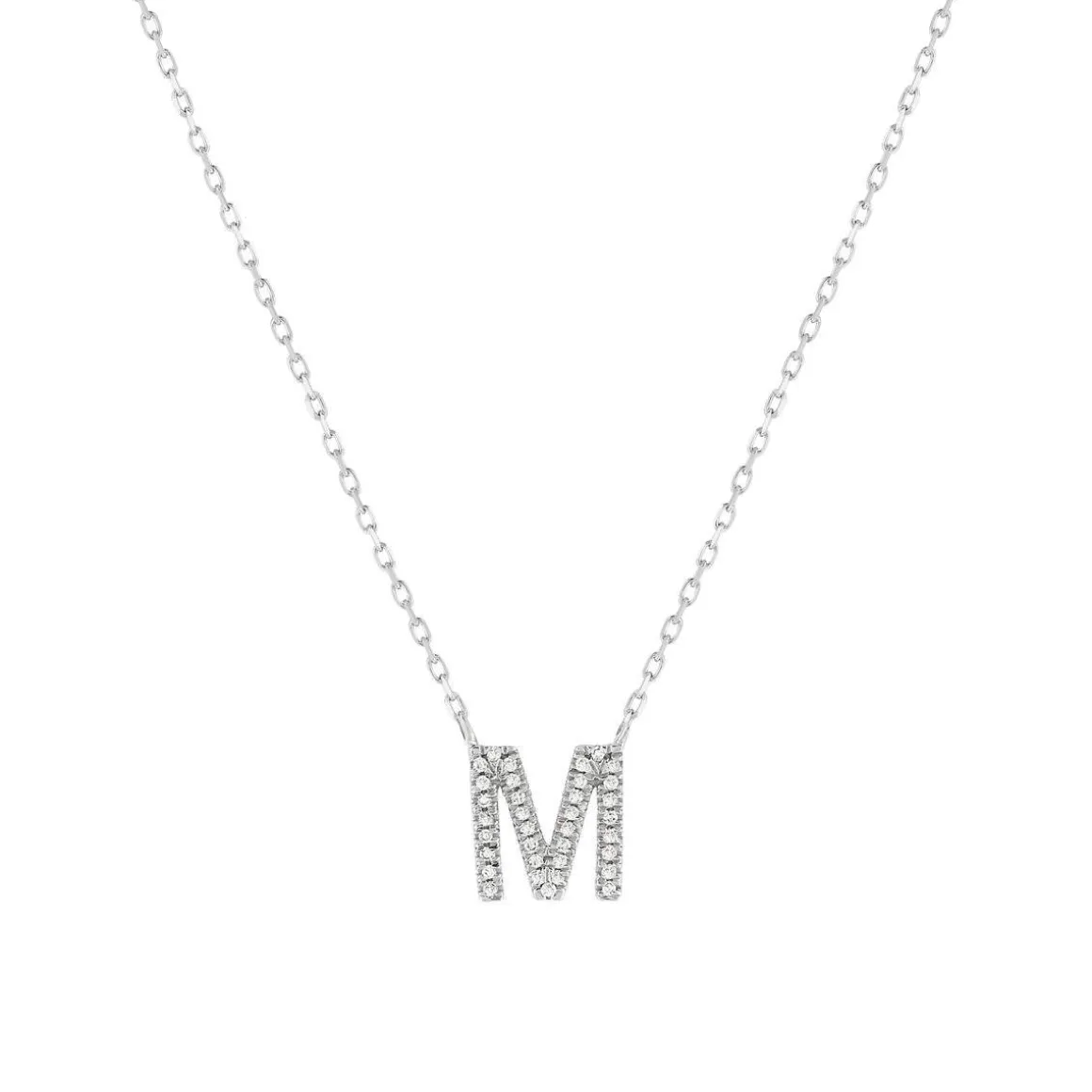 Collier or 375 blanc initiale diamants 42 cm