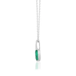 Collier or blanc 750 émeraude 1 ct diamants 0.02 ct 42 cm
