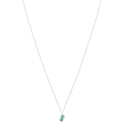 Collier or 375 blanc émeraudes et diamants 45 cm