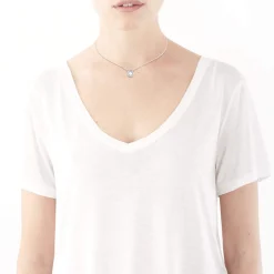 Collier or 375 blanc rond diamant 45 cm