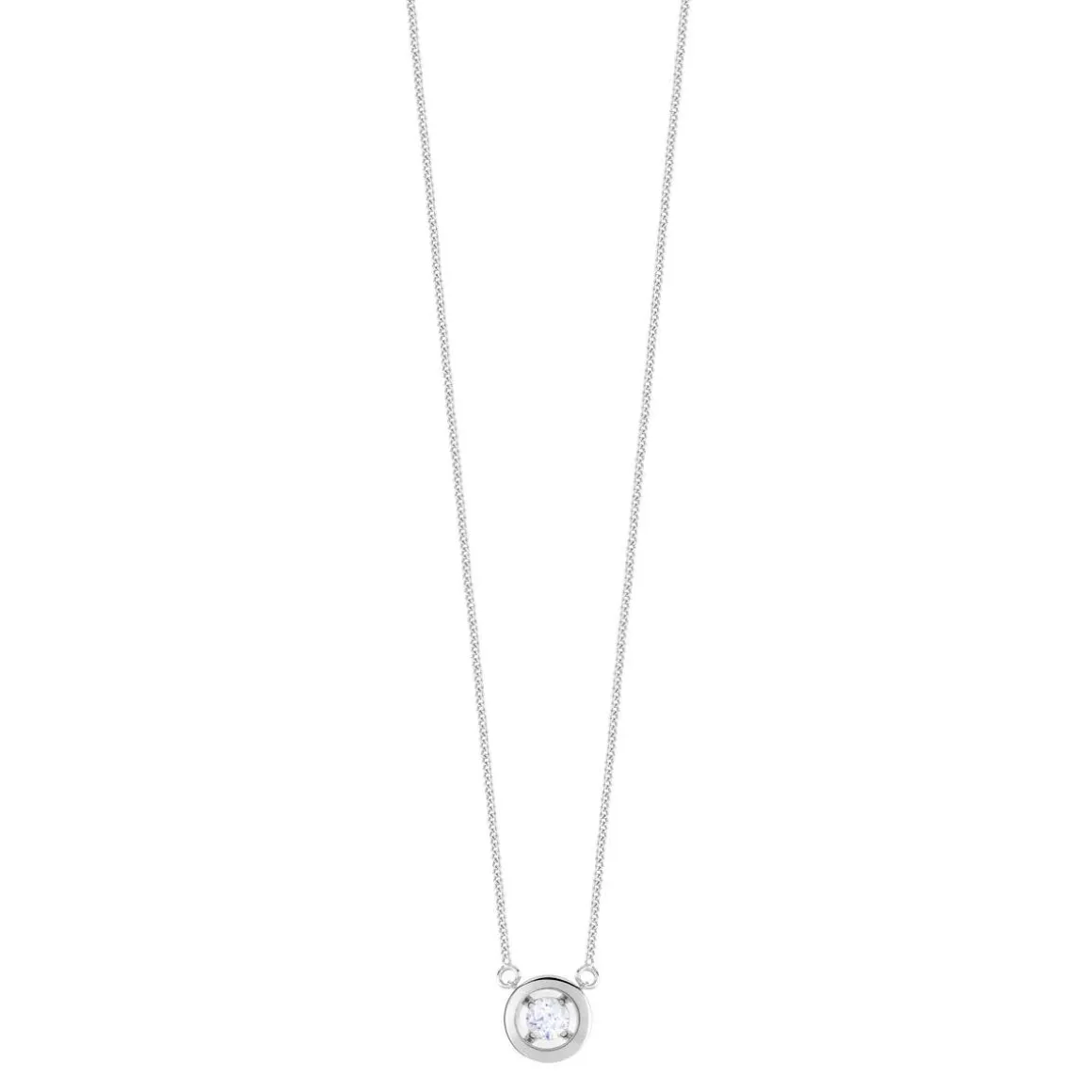 Collier or 375 blanc rond diamant 45 cm