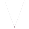 Collier or blanc 375, rubis, diamants. Longueur 42 cm.