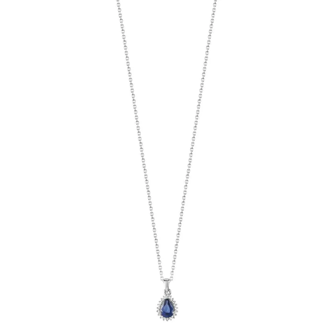 Collier or 750 blanc saphir 0.45 ct et diamants 0.05 ct 0.42 cm