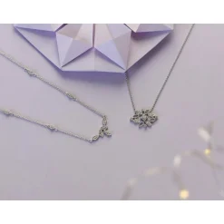 Collier or blanc 375 zirconia 43 cm