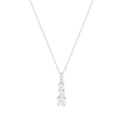 Collier or 375 blanc zirconias blancs 45 cm