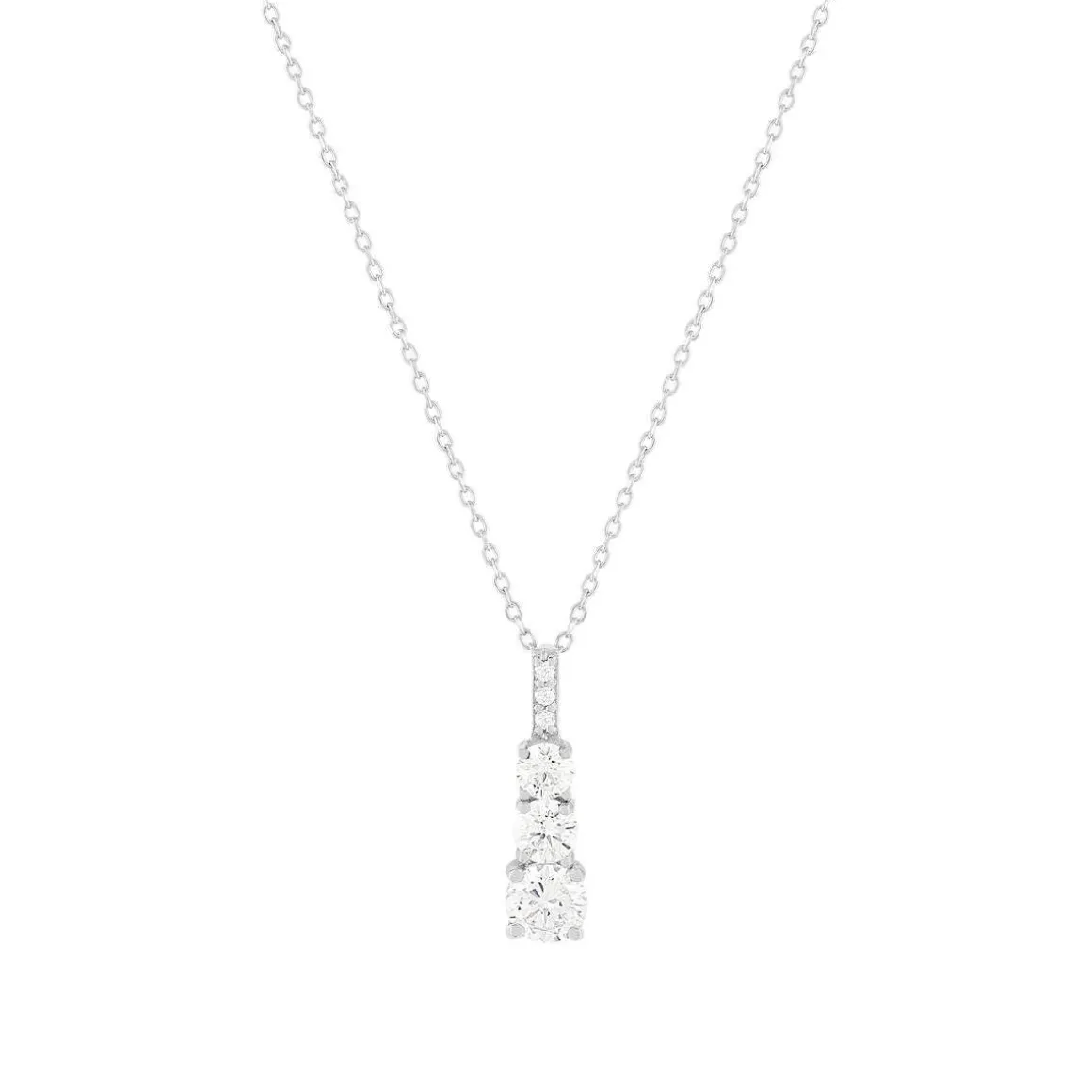 Collier or 375 blanc zirconias blancs 45 cm