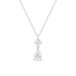 Collier or 375 blanc zirconias blancs 45 cm