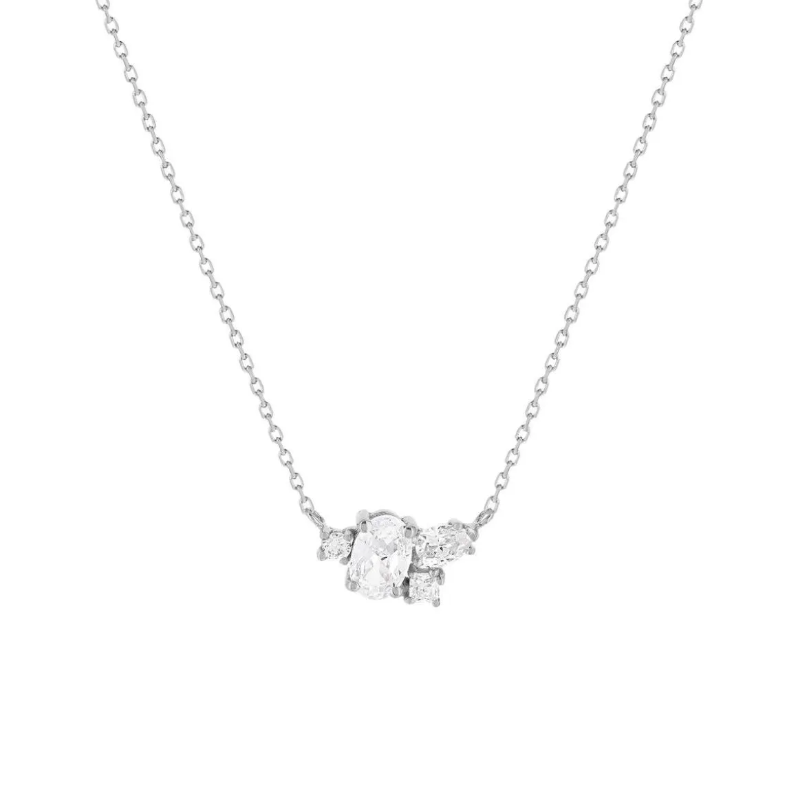 Collier or blanc 375 zirconias 45 cm