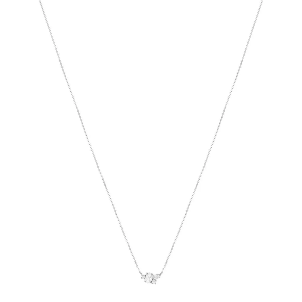 Collier or blanc 375 zirconias 45 cm