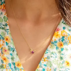 Collier or 375 jaune améthyste 50 cm