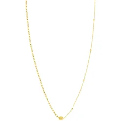 Collier or jaune 375 asymétrique motif grain de café 45 cm