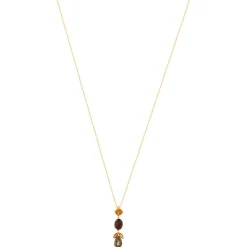 Collier or 375 jaune citrine grenat et quartz 45 cm